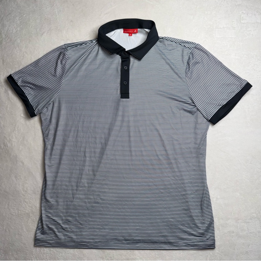 Redvanly Black Striped Polo Performance Golf Stretch Shirt Men’s Size XL